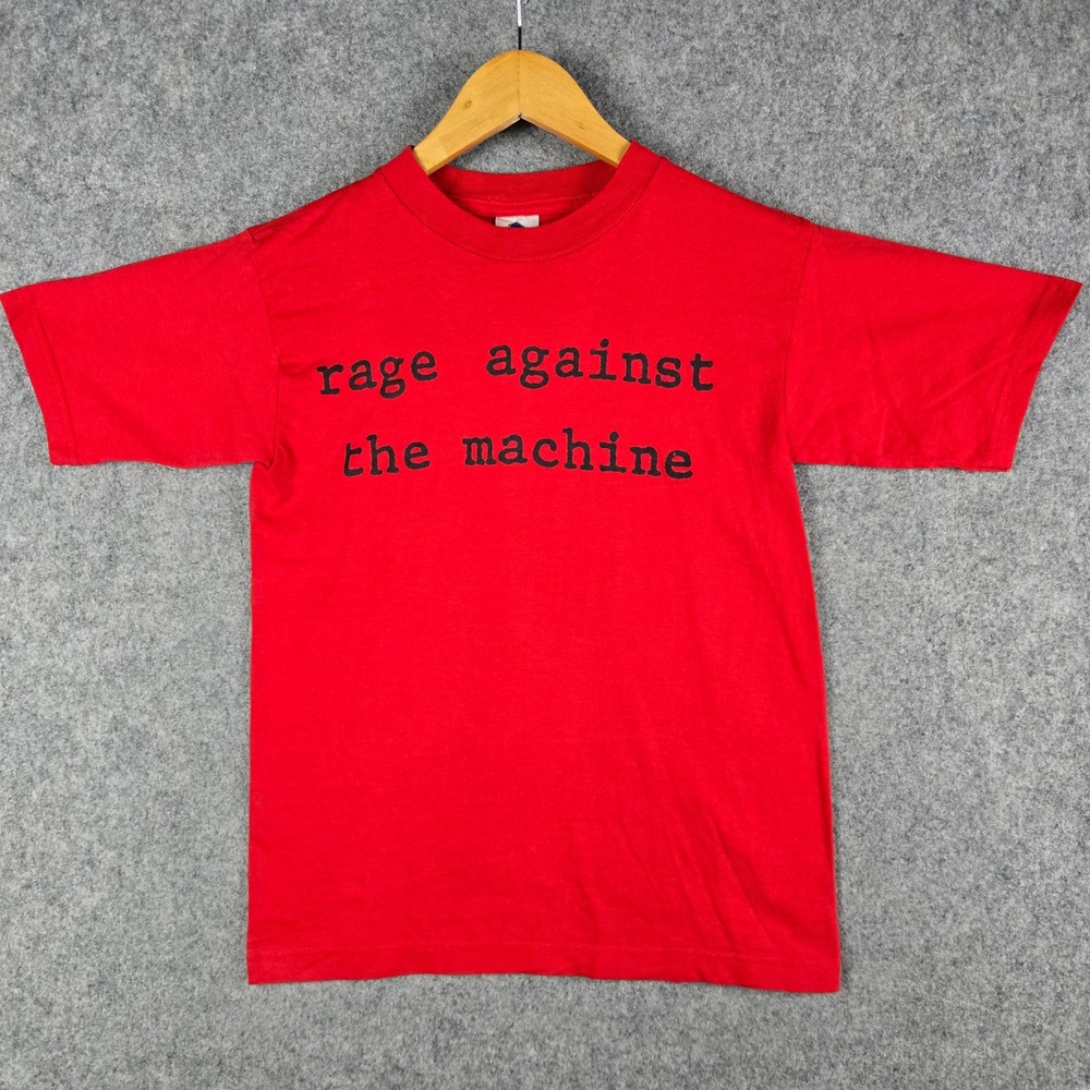 Vintage Rage Against The Machine Kids Size Medium Red Graphic Band Tee Rock Y2k